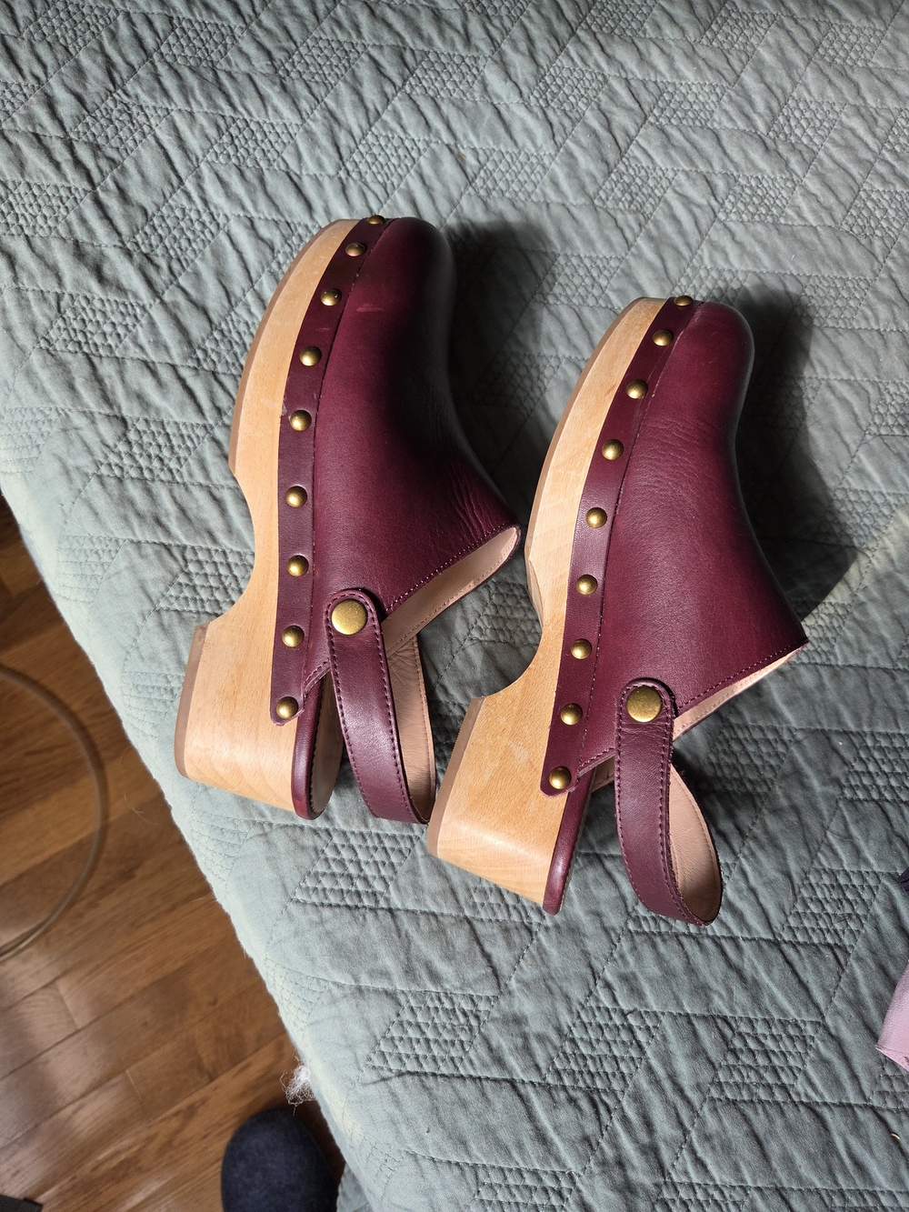 J. Crew Women’s Burgundy Leather Studded Clogs